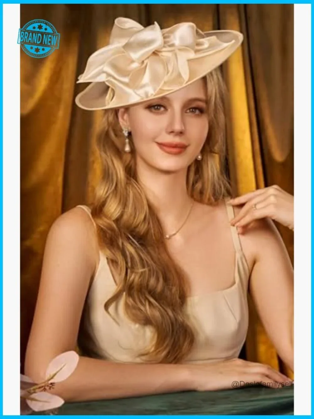 Wide Brim Fascinator Hat Headband with Flower Feathers Derby Tea Party Wedding